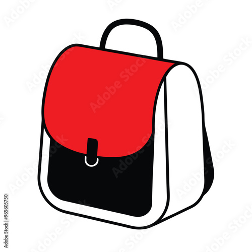 a Backpack red and black school satchel bag  vector silhouette illustration, isolated white background 