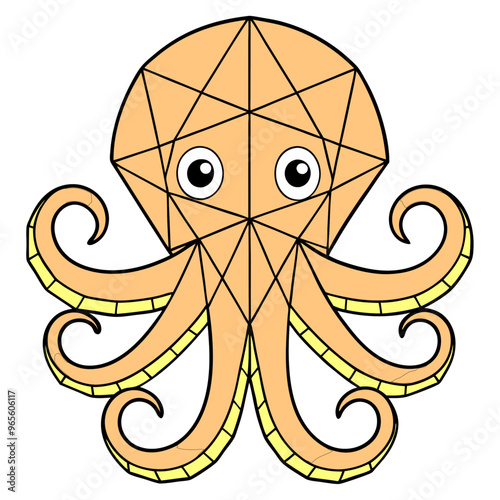 Octopus in geometric shapes on white background
