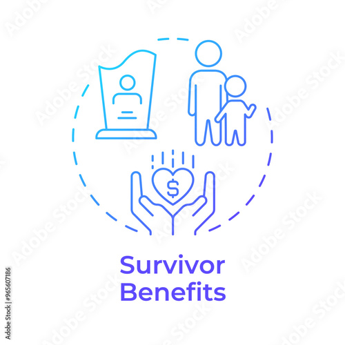 Survivor benefits blue gradient concept icon. Compensation for death. Financial support, insurance. Round shape line illustration. Abstract idea. Graphic design. Easy to use in presentation