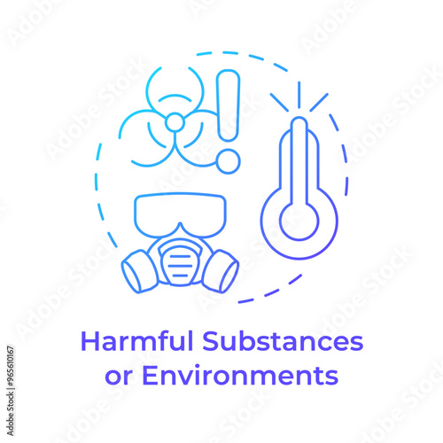 Harmful substances and environments blue gradient concept icon. Protective equipment, hazardous chemicals. Round shape line illustration. Abstract idea. Graphic design. Easy to use in infographic