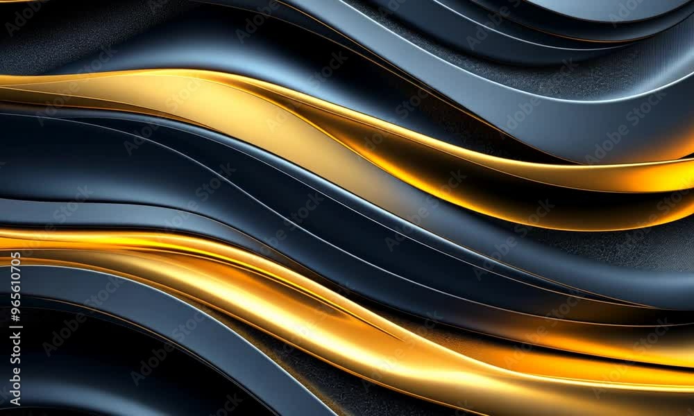 Abstract Golden and Black Waves