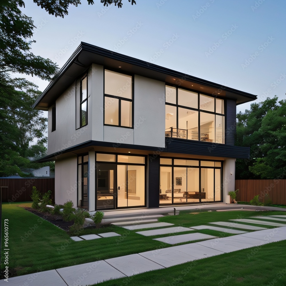 Modern luxury house with a well-manicured lawn.. Modern luxury house with a well-manicured lawn..