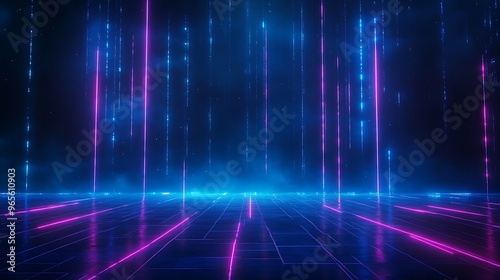 A vibrant digital background showcasing glowing lines in blue and pink, creating a futuristic atmosphere perfect for technology themes. Stage for product presentation.