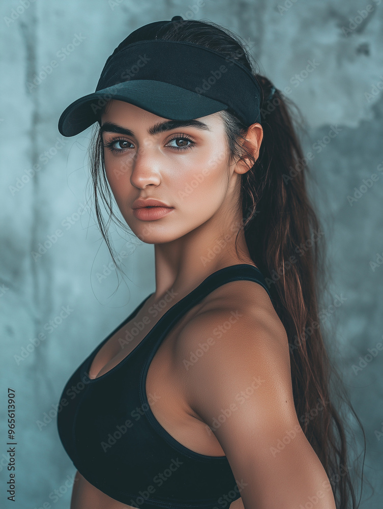 Naklejka premium Portret młodej, pięknej, wysportowanej instruktorki fitness.