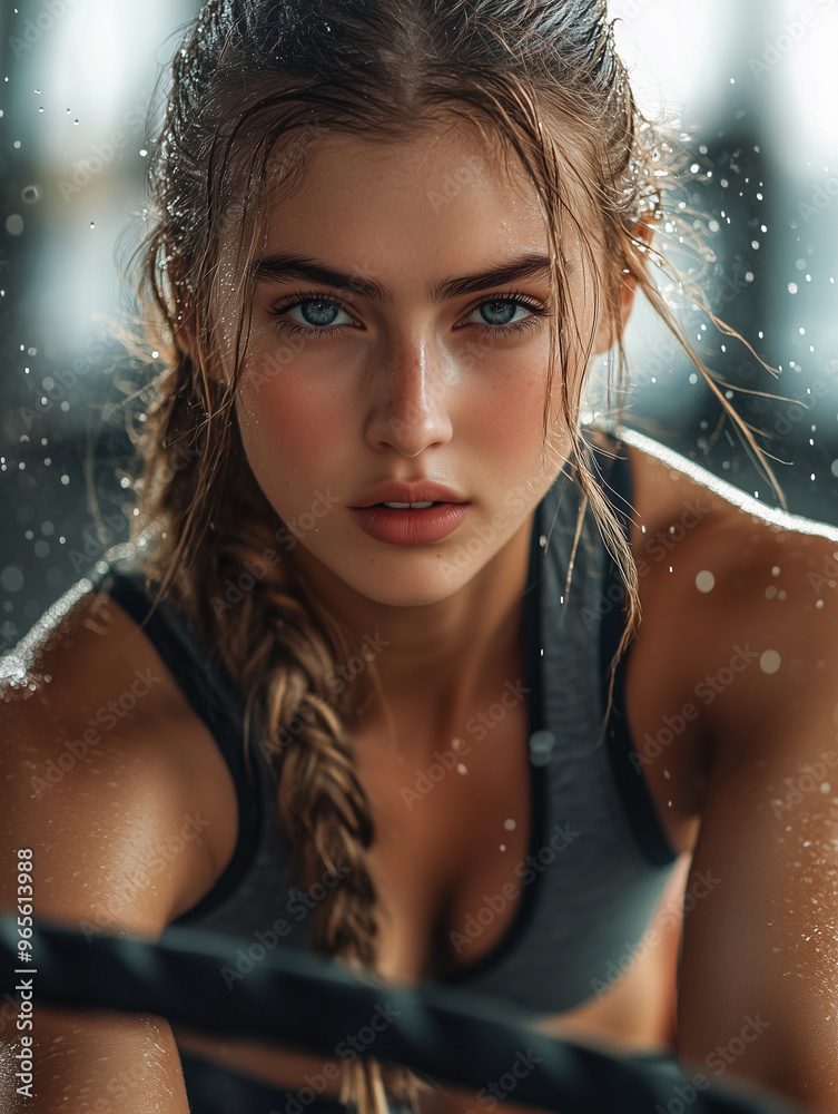 Naklejka premium Portret młodej, pięknej, wysportowanej instruktorki fitness.