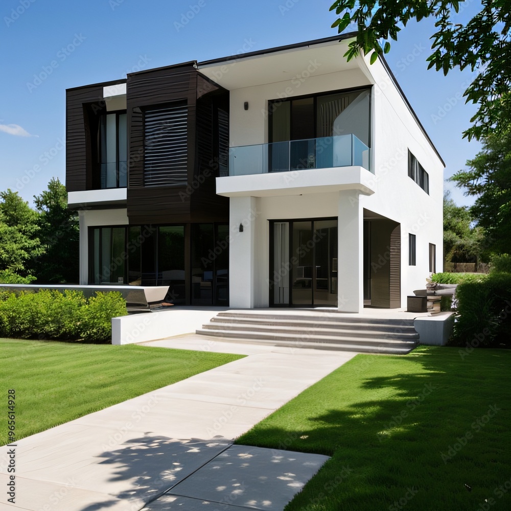 Modern luxury house with a well-manicured lawn.. Modern luxury house with a well-manicured lawn..