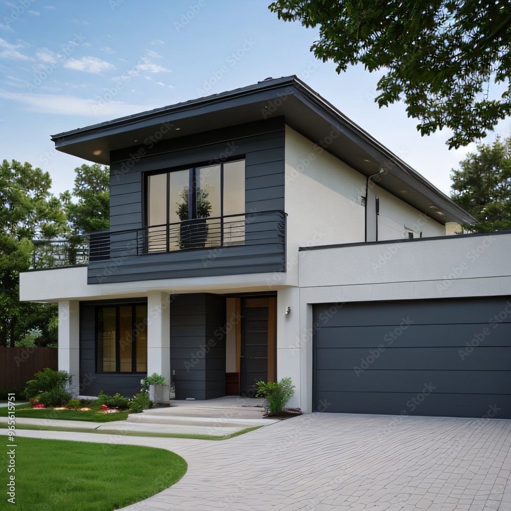 Modern luxury house with a well-manicured lawn.. Modern luxury house with a well-manicured lawn..
