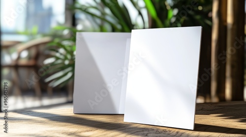 Two Blank White Flyers on a Modern Table