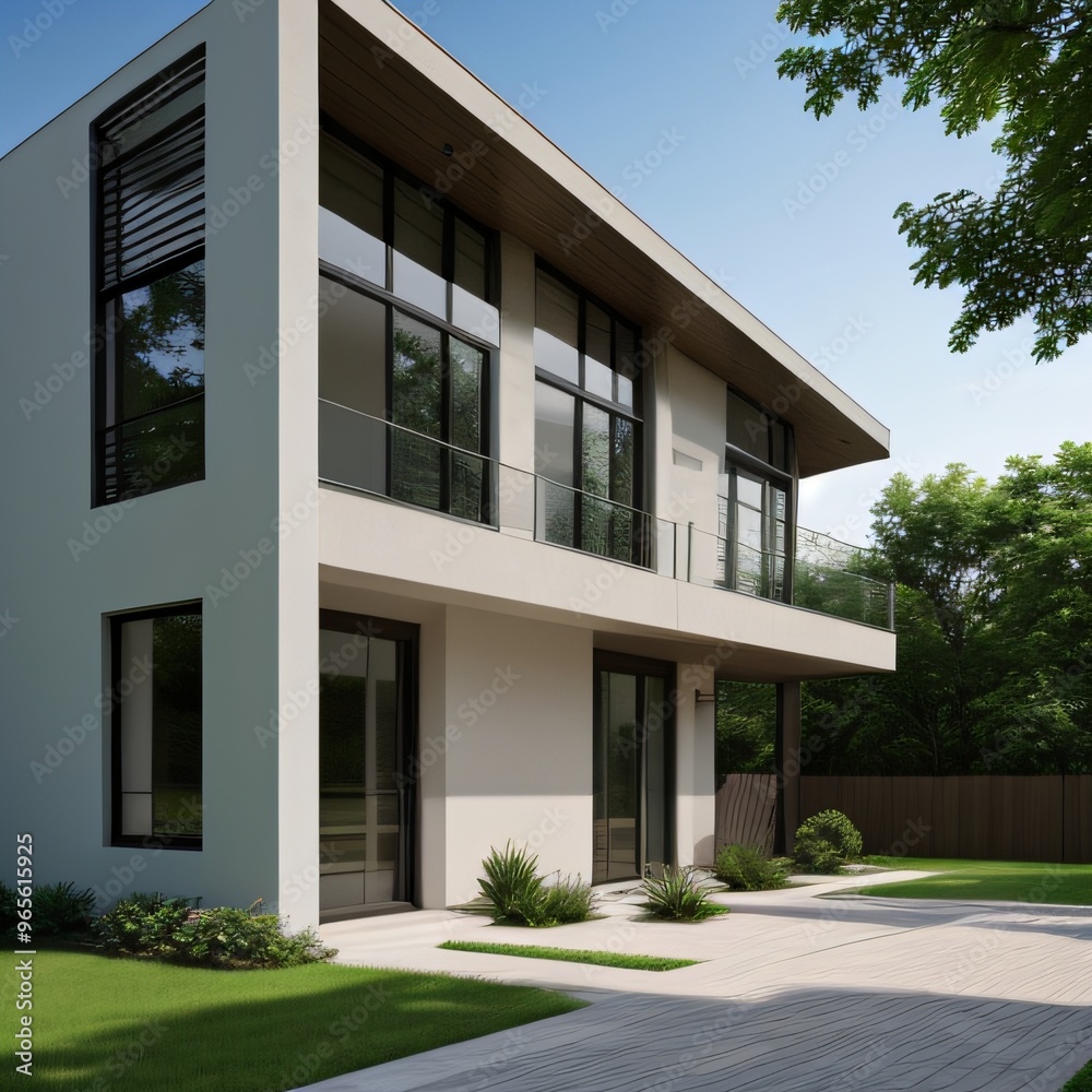 Modern luxury house with a well-manicured lawn.. Modern luxury house with a well-manicured lawn..