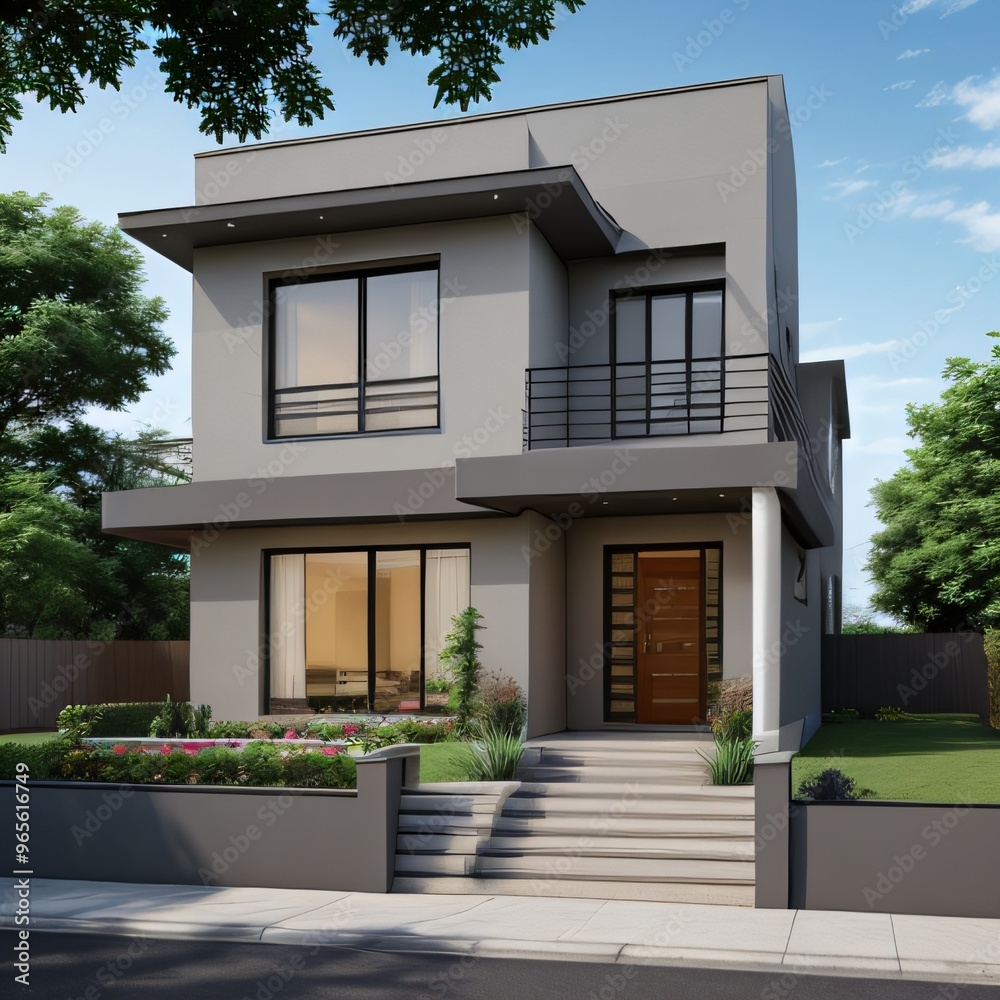 Modern luxury house with a well-manicured lawn.. Modern luxury house with a well-manicured lawn..