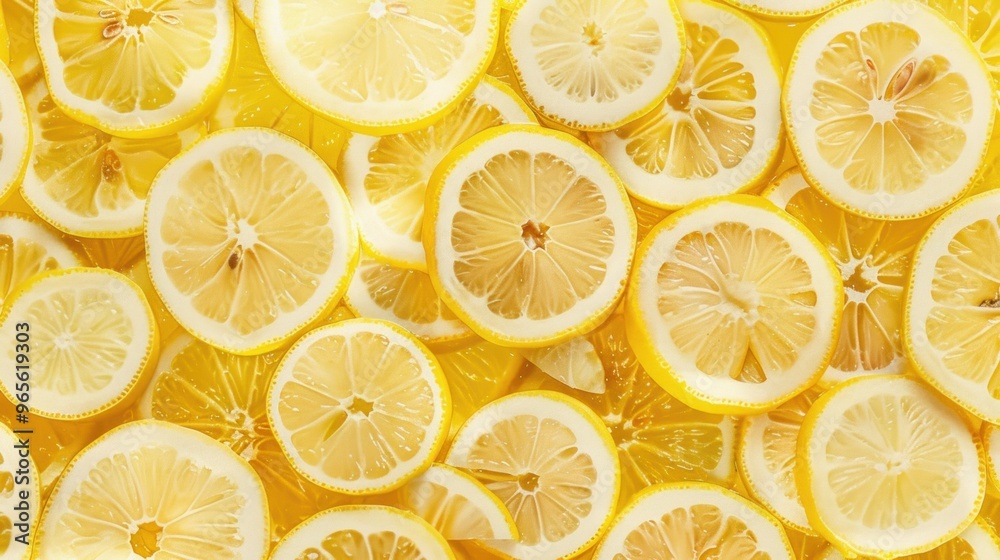 top view of lemon, fresh lemon slices.