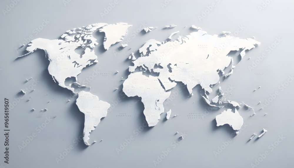 World Map Illustration with Pins and Connection Paths - Detailed Map with Location Markers and Network Lines