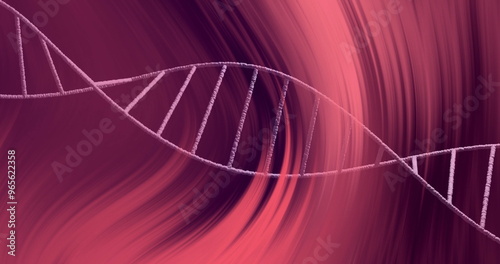 DNA strand image over abstract red and pink swirling background