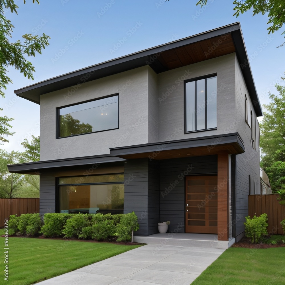 Modern luxury house with a well-manicured lawn.. Modern luxury house with a well-manicured lawn..