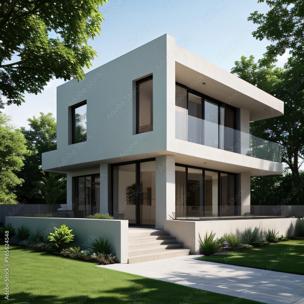 Modern luxury house with a well-manicured lawn.. Modern luxury house with a well-manicured lawn..