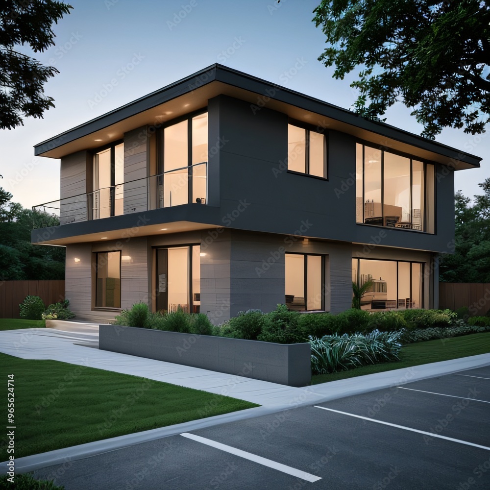 Modern luxury house with a well-manicured lawn.. Modern luxury house with a well-manicured lawn..