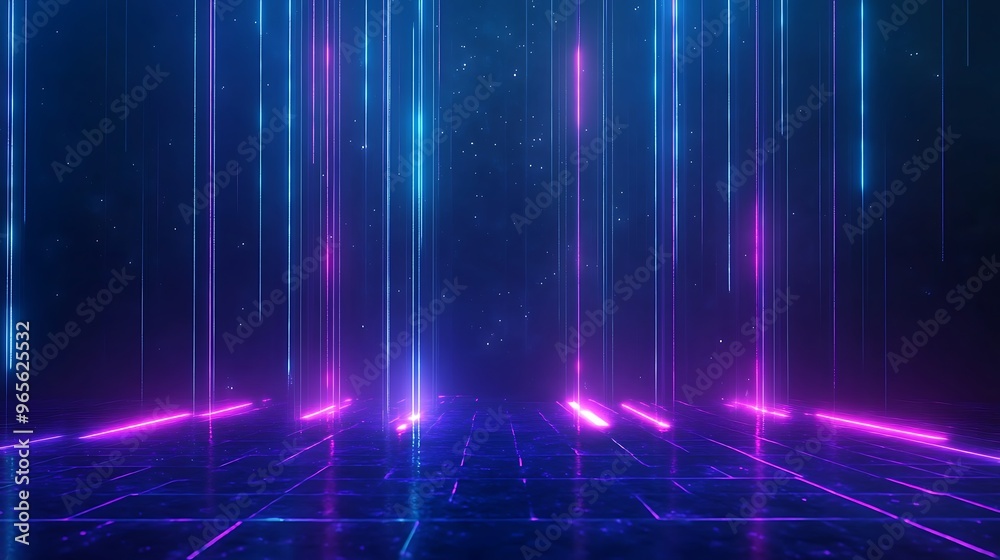 Futuristic neon lights illuminate a digital space with vibrant colors, perfect for technology and sci-fi themes. Stage for product presentation. Futuristic neon lights illuminate a digital space with vibrant colors, perfect for technology and sci-fi themes. Stage for product presentation.
