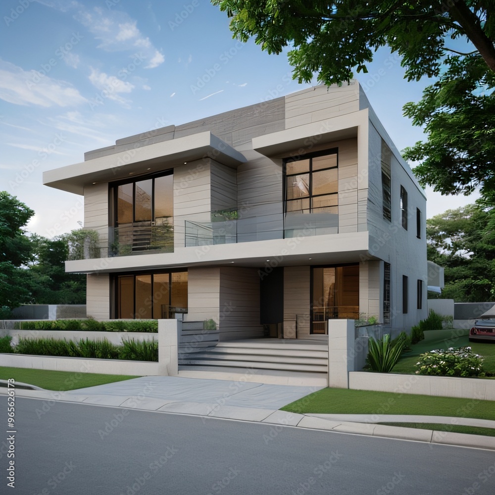 Modern luxury house with a well-manicured lawn.. Modern luxury house with a well-manicured lawn..