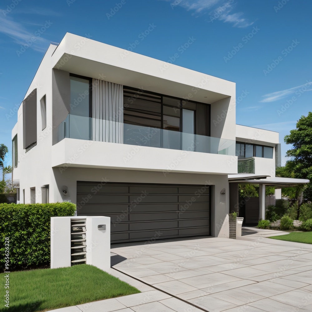 Modern luxury house with a well-manicured lawn.. Modern luxury house with a well-manicured lawn..