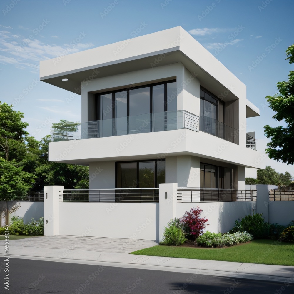 Modern luxury house with a well-manicured lawn.. Modern luxury house with a well-manicured lawn..