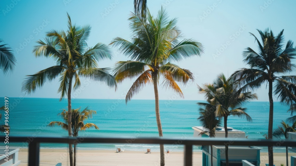 vacation trip to the beach with family, beautiful view from the hotel looking at the beach. vacation trip to the beach with family, beautiful view from the hotel looking at the beach.