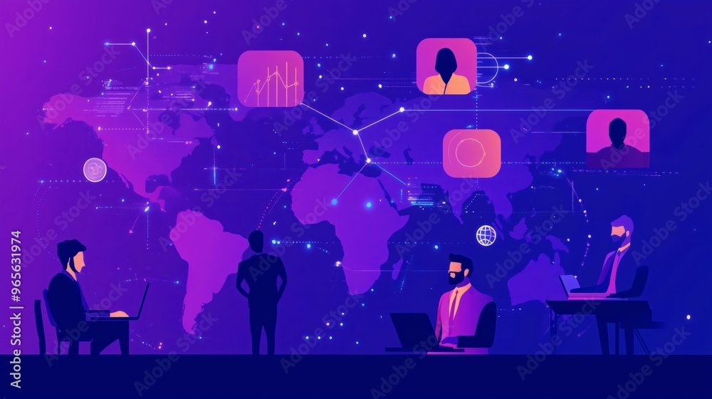 Obraz premium Recruitment management Business concept. Relationship Management with global structure. Human Resources. Management recruitment employment headhunting concept. Human Resource Management concept.