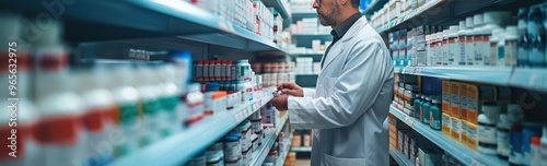 watercolor style, Pharmacist explaining pharmaceutical finance in a watercolor illustration, investment strategy