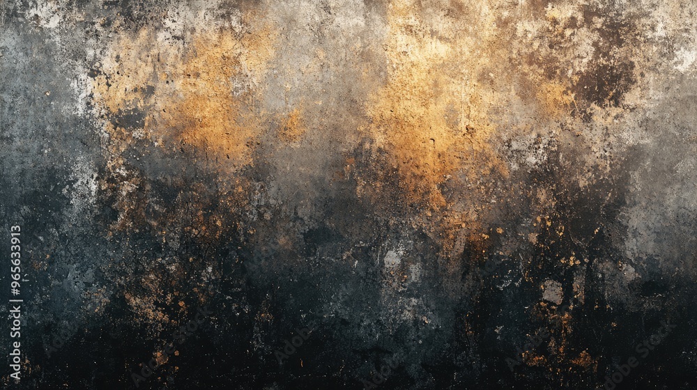 A rustic, weathered concrete wall with gold accents. This photo provides a unique texture for backgrounds in various design projects. A rustic, weathered concrete wall with gold accents. This photo provides a unique texture for backgrounds in various design projects.