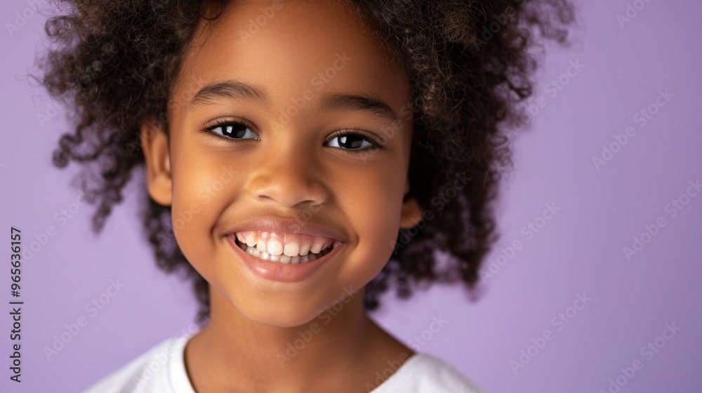 Cheerful child portrait on a soft purple background, reflecting a positive school theme Cheerful child portrait on a soft purple background, reflecting a positive school theme