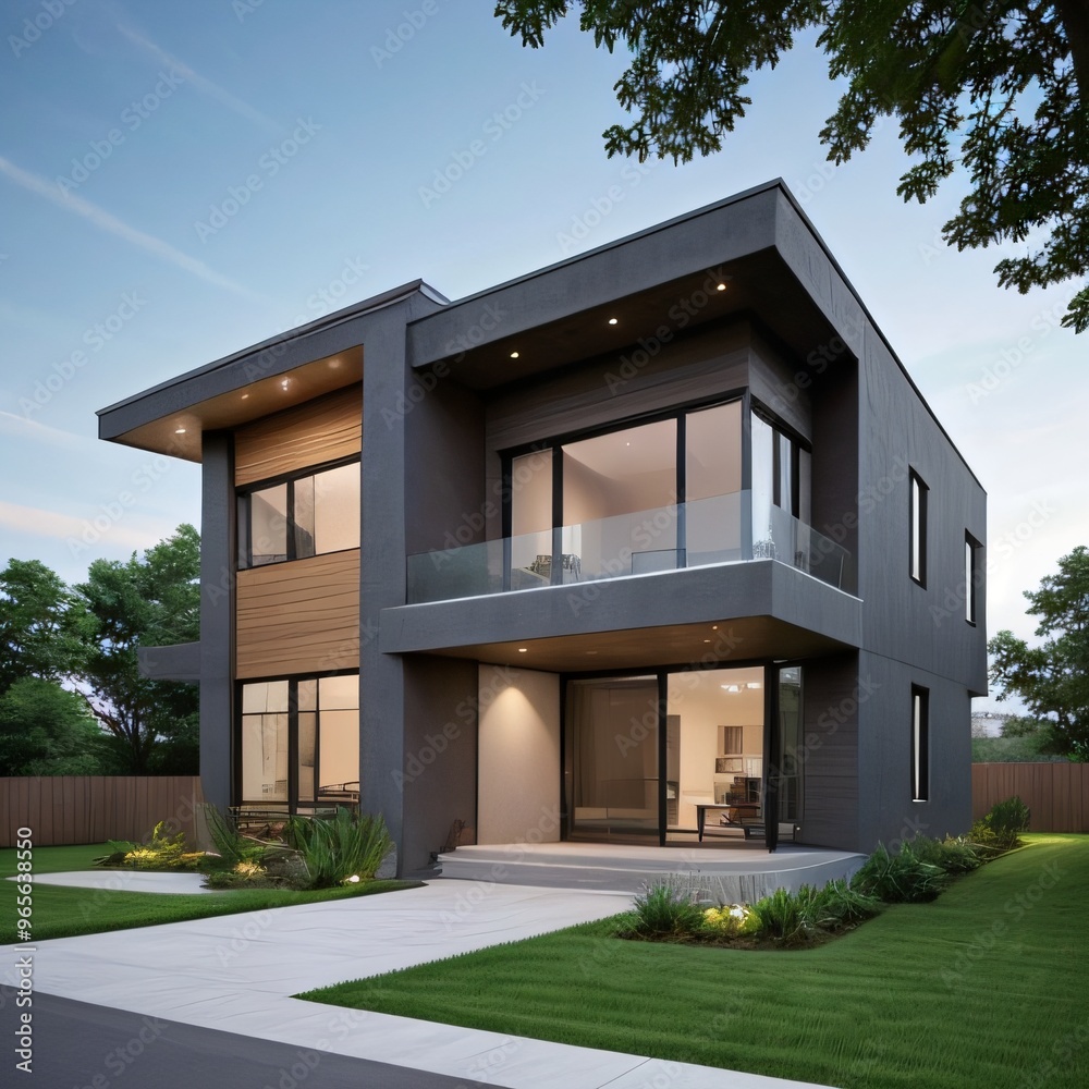 Modern luxury house with a well-manicured lawn.. Modern luxury house with a well-manicured lawn..
