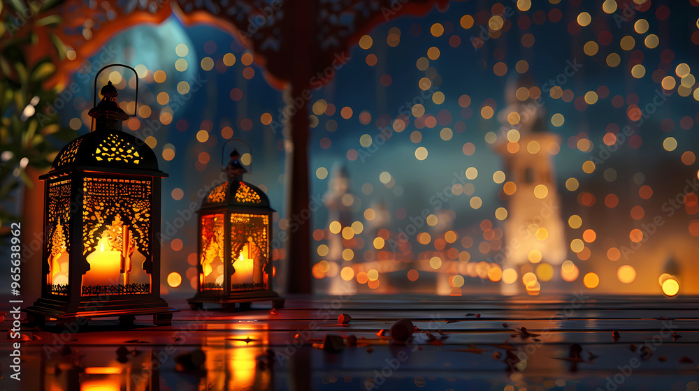 Ramadan Lantern decoration background 3d rendering Ramadan Lantern decoration background 3d rendering