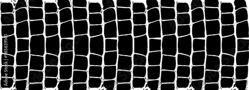 Crocodile animal skin pattern of dinosaur and snake reptile leather, vector background. Abstract black and white crocodile or snake skin pattern of python, alligator or cobra leather mesh texture