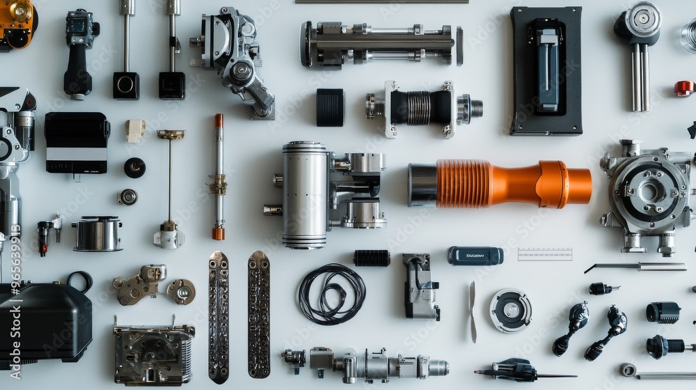 Obraz premium A collection of robotic tools used in scientific research, high precision and advanced technology.