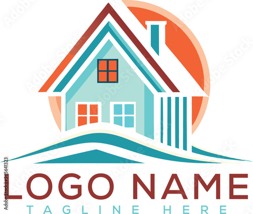 Flat Vector illustrative style real estate logo design template
