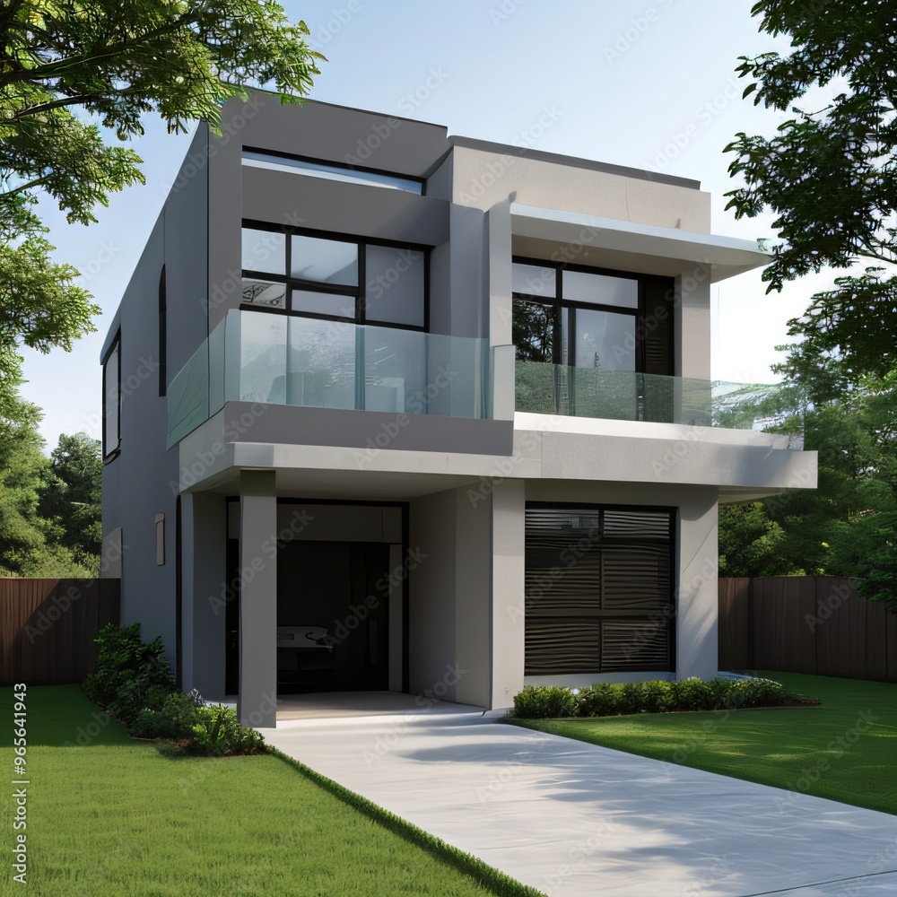 Modern luxury house with a well-manicured lawn.. Modern luxury house with a well-manicured lawn..