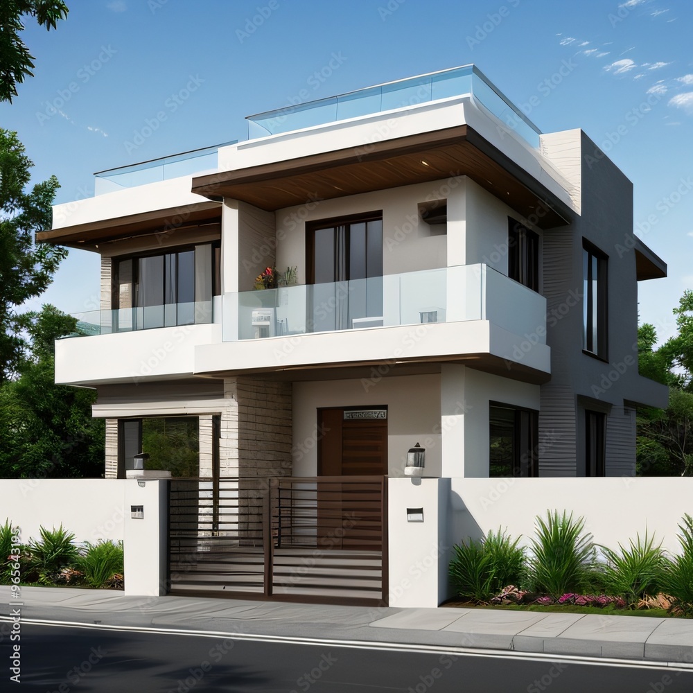 Modern luxury house with a well-manicured lawn.. Modern luxury house with a well-manicured lawn..