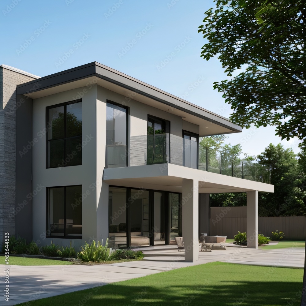 Modern luxury house with a well-manicured lawn.. Modern luxury house with a well-manicured lawn..