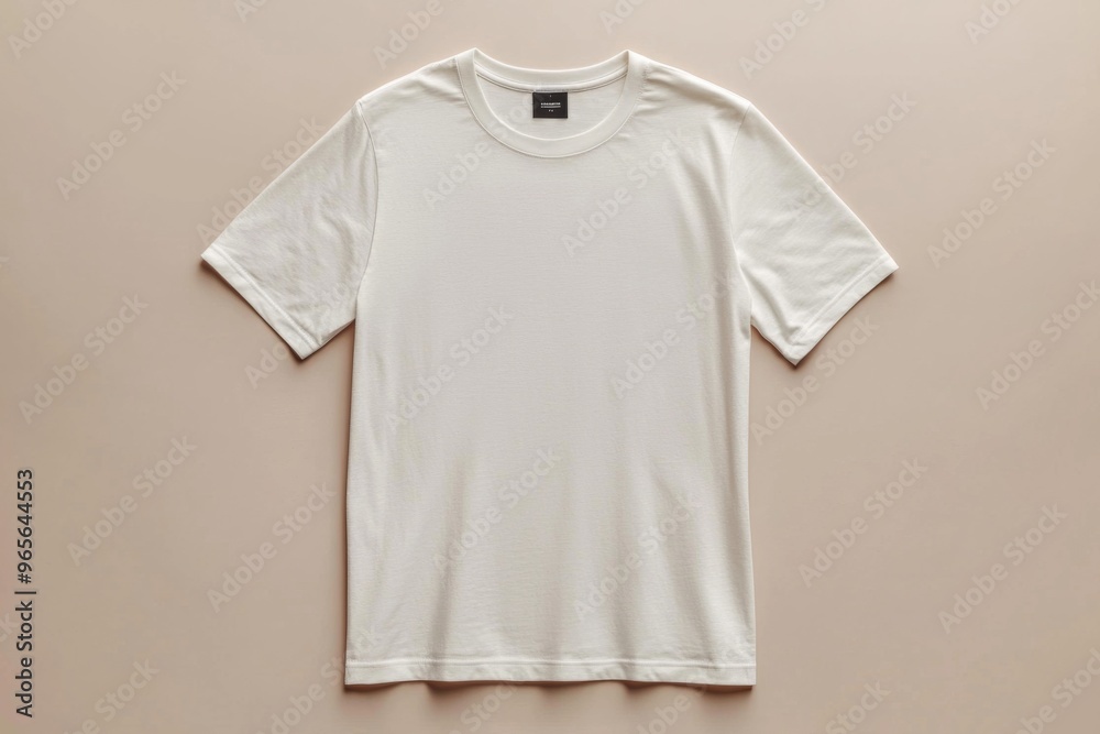 Simple Tshirt Flatlay mockup in beige background created with generative AI Simple Tshirt Flatlay mockup in beige background created with generative AI