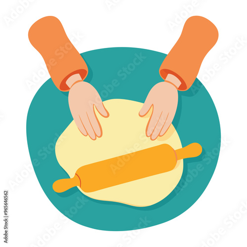 Kneading dough hands vector illustration on a white background