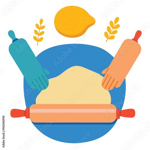 Kneading dough hands vector illustration on a white background