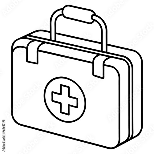 first aid kit outline coloring book page line art illustration digital drawing