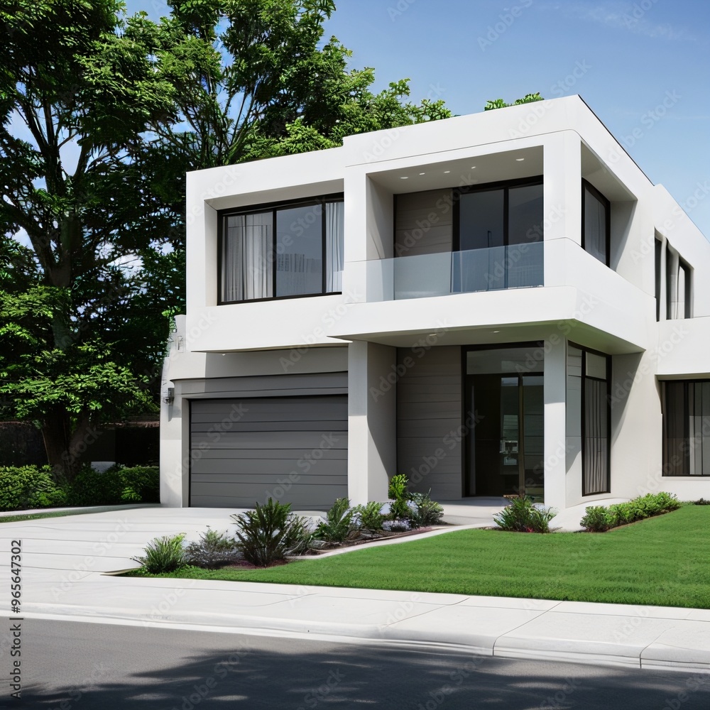 Modern luxury house with a well-manicured lawn.. Modern luxury house with a well-manicured lawn..