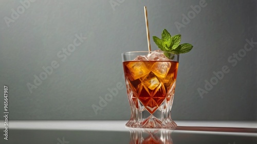 Cocktail with ice and mint