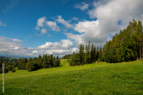Fototapeta Naklejka Na Ścianę i Meble -  Bachledowka is a hill, located between the villages of Czerwienne and Ratulow. From here there is a breathtaking view of the Tatras and Beskids. Poland
