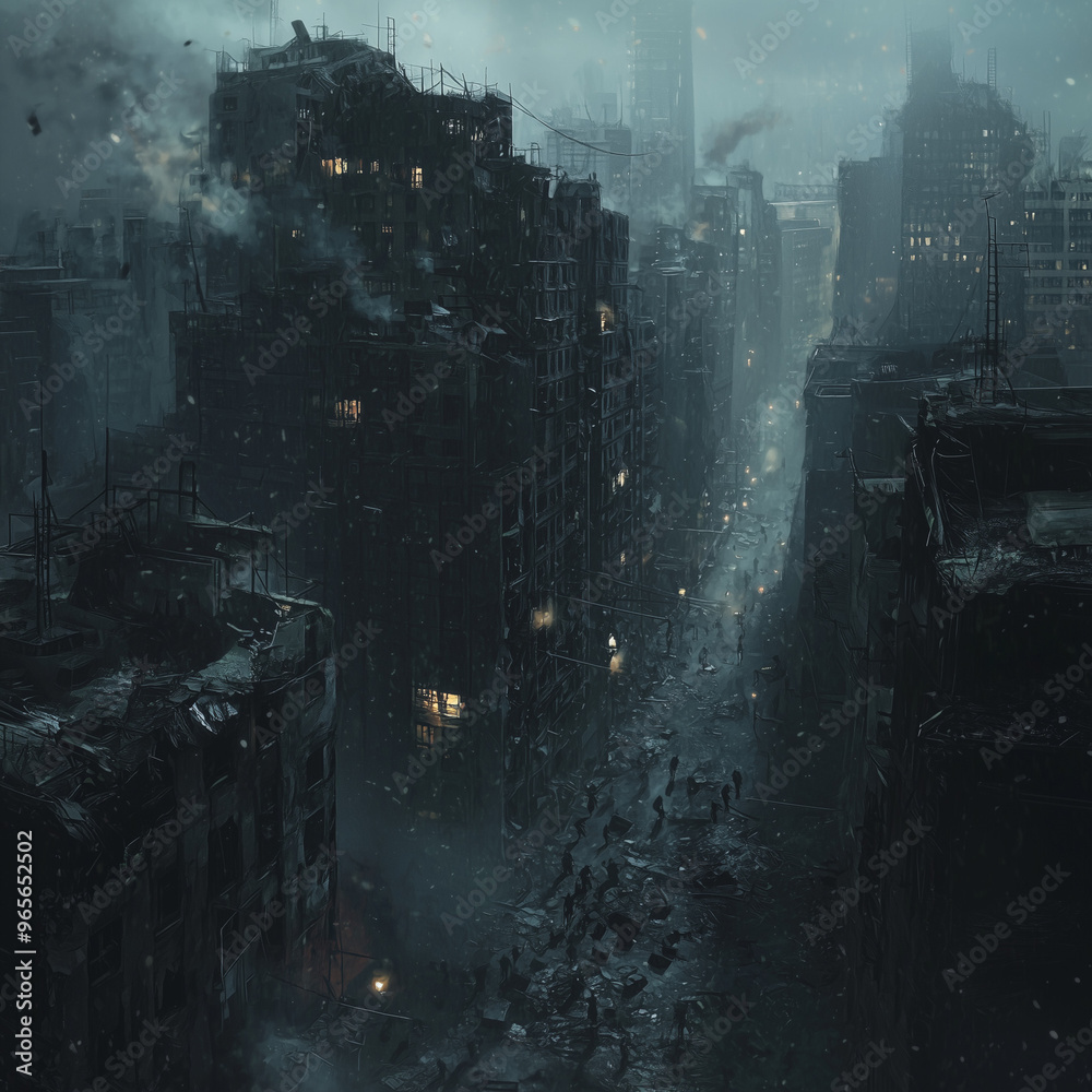 Obraz premium Desolate Zombie-Infested Cityscape