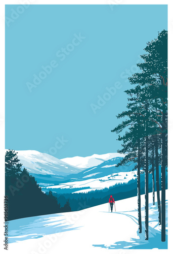 Snowy Mountain Adventure: A Hiker's Journey Through Serene Winter Landscapes.