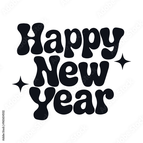 Happy New Year. Lettering. Handwritten New Year's text in retro style.