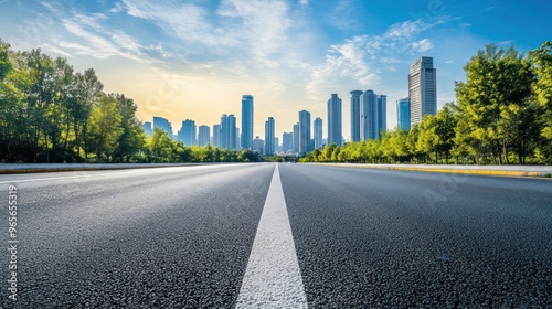 Asphalt Road Leading to a Cityscape