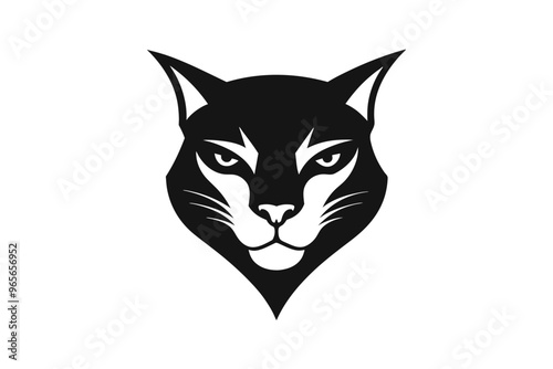  a tiger  head icon, featuring a modern stylish shape with an underline, set on a solid white background  photo