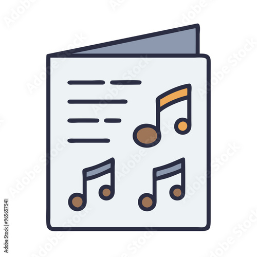 Sheet Music Icon in Minimalist Style Black and White for Musical Notation